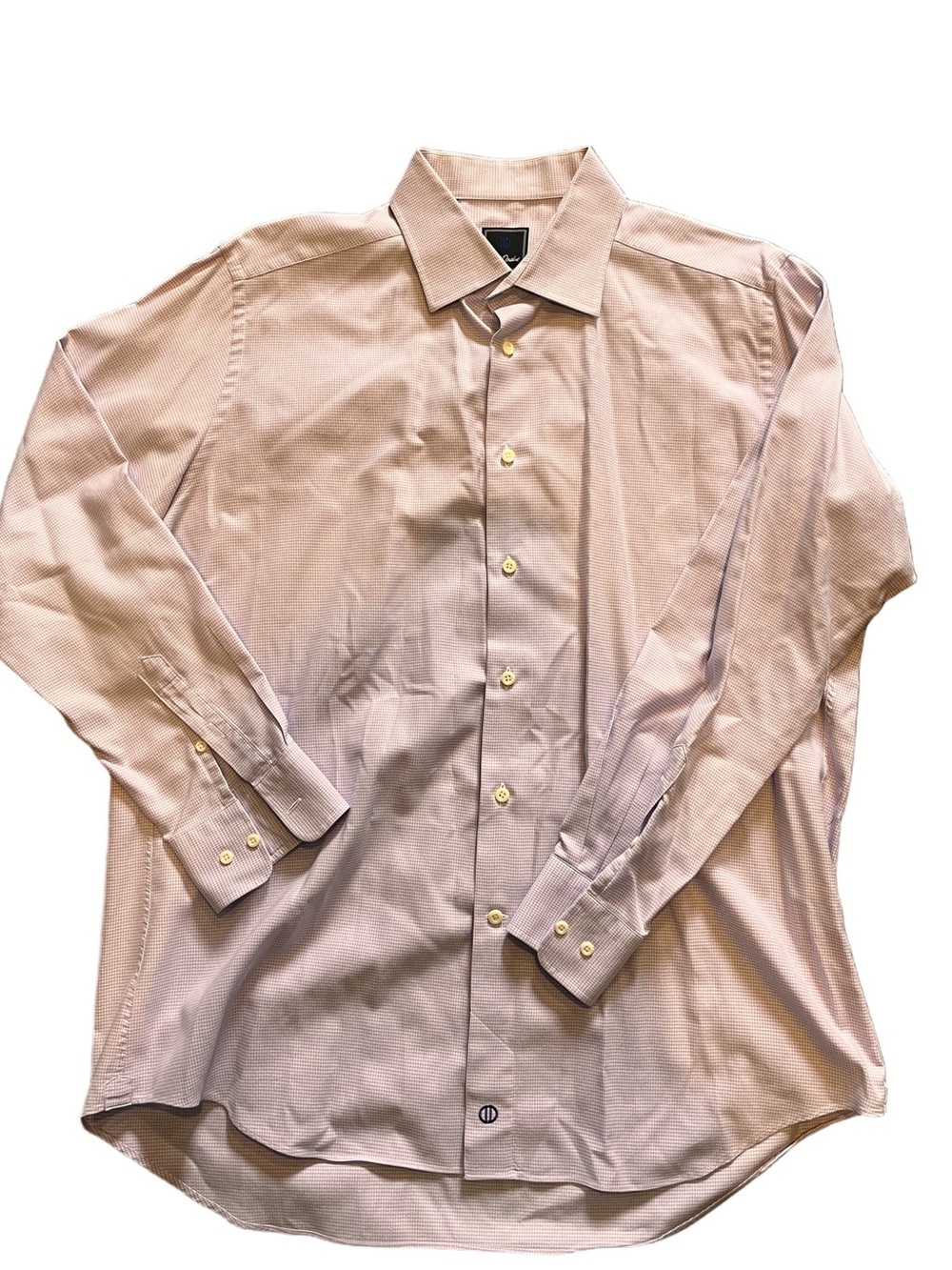 David Donahue Trim Fit Dress Shirt Men’s 17.5 Lavender Micro Check